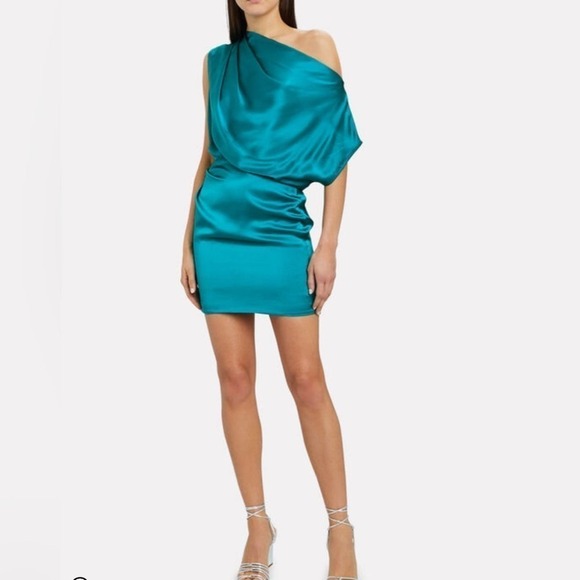 MICHELLE MASON
One-Shoulder Draped Mini Dress TURQUOISE 4 - Picture 1 of 13